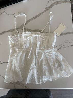 O'Neill White Eyelet Smocked Camisole
